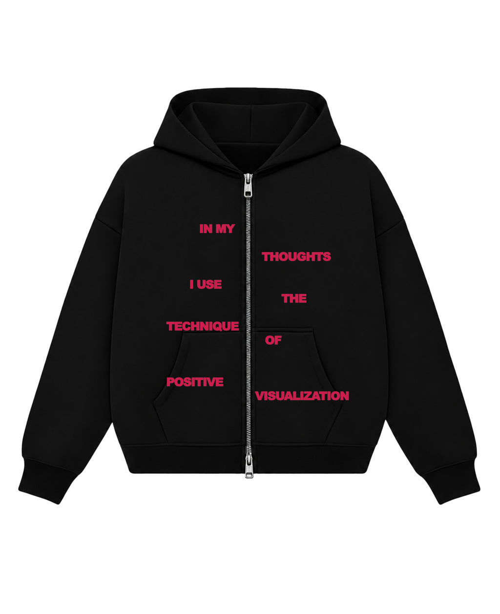 Black Boxy Dual Zipper Hoodie Front Design