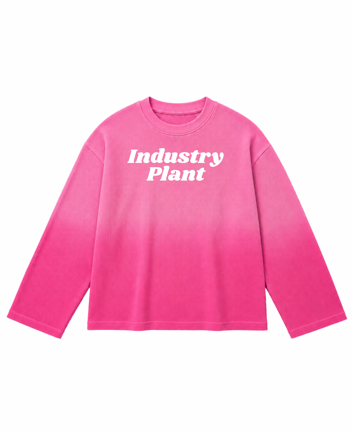 Pink Ombré Waffle Knit Oversized Full-Sleeve Front Design
