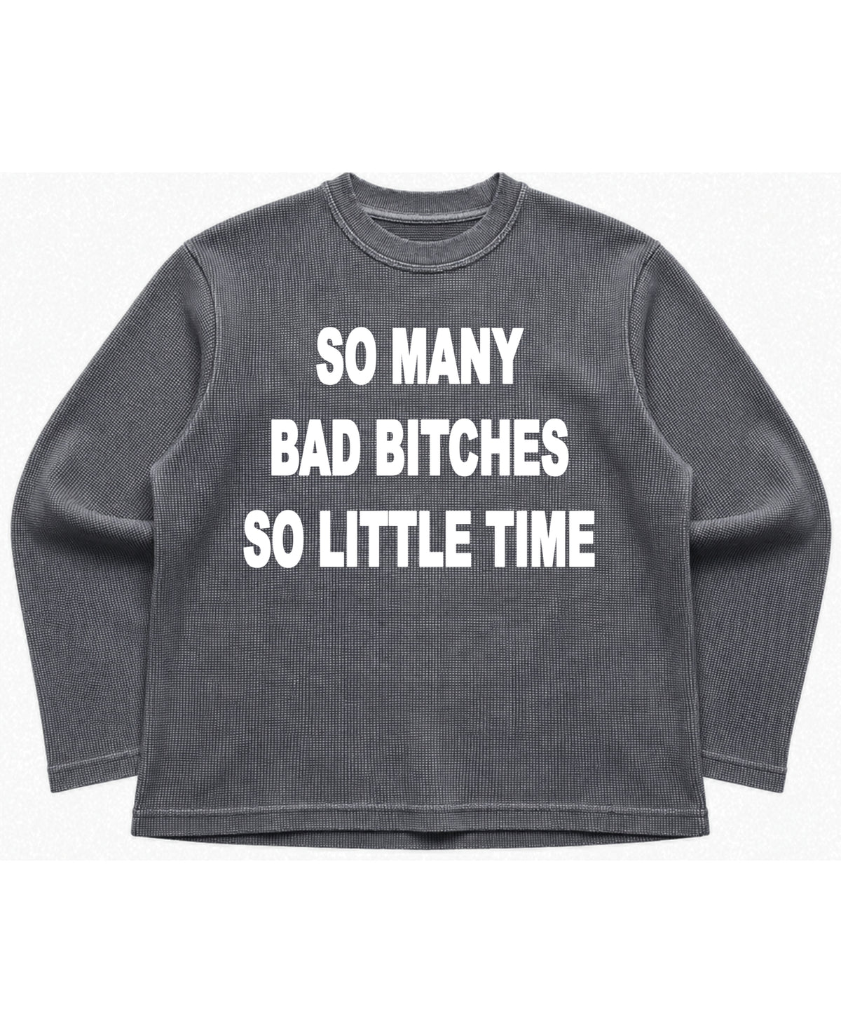 Acidwash waffle knit oversized full-sleeve Front Design