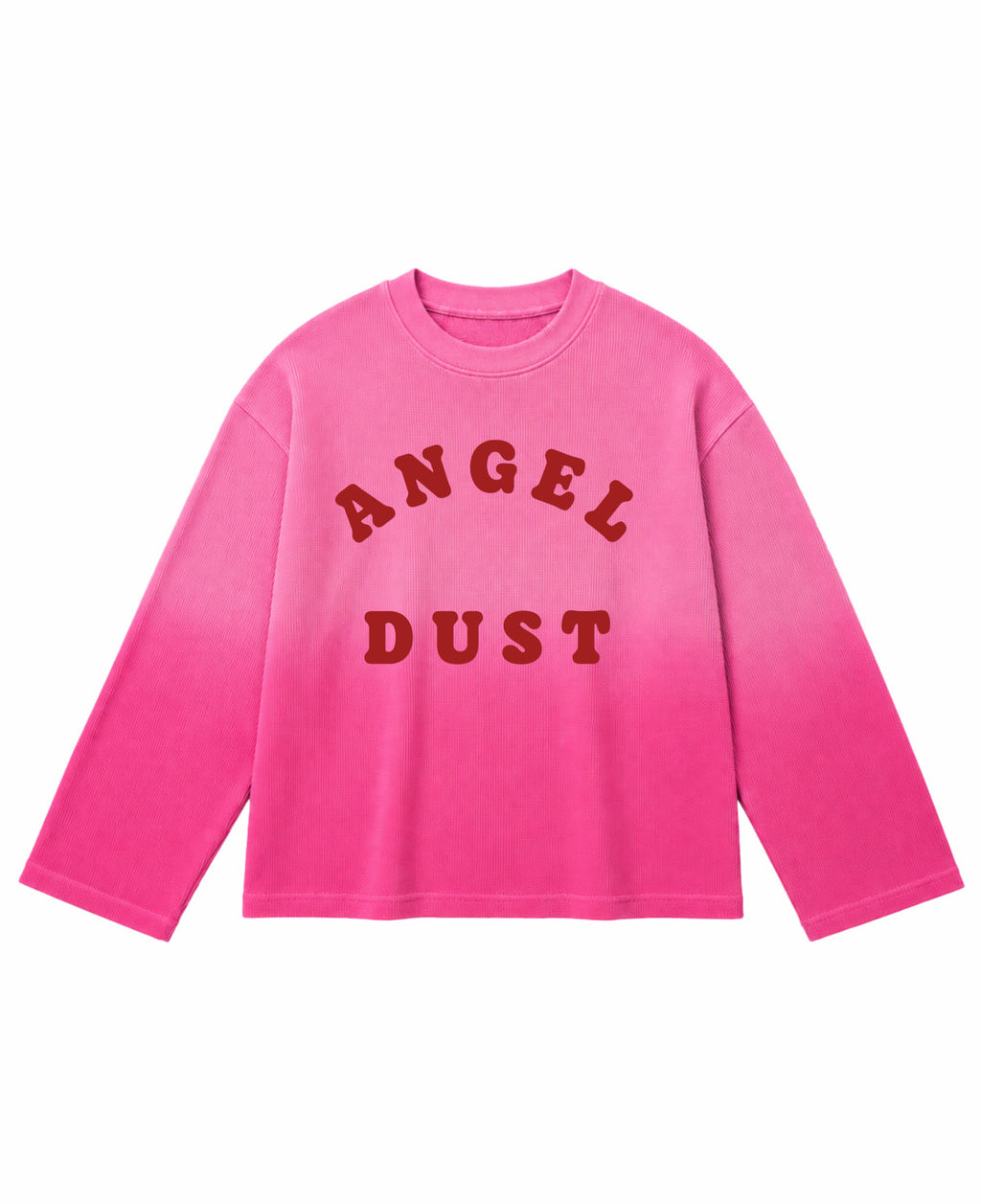 Pink Ombré Waffle Knit Oversized Full-Sleeve Front Design