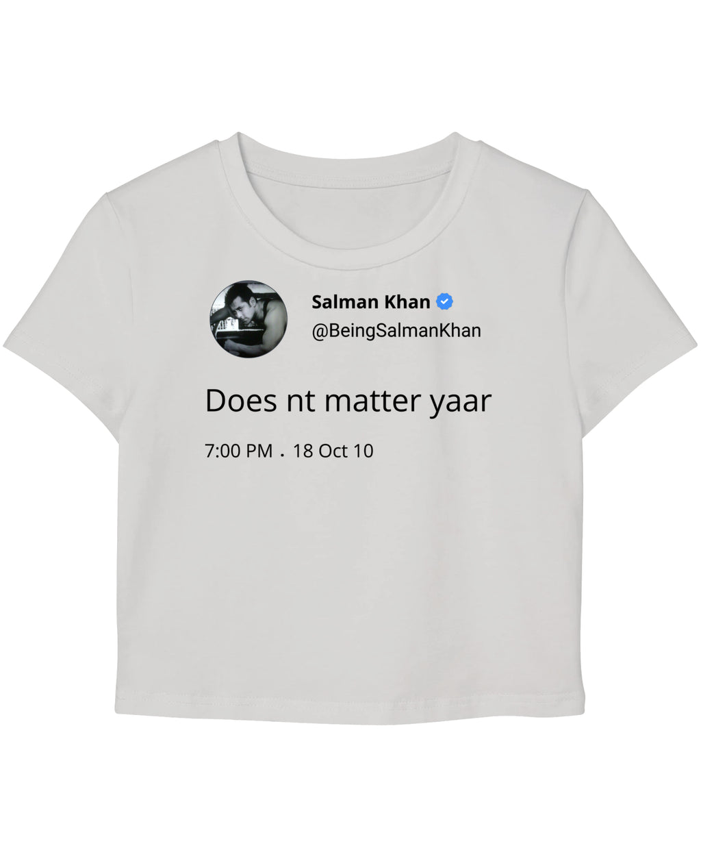White Baby Tee Front Design