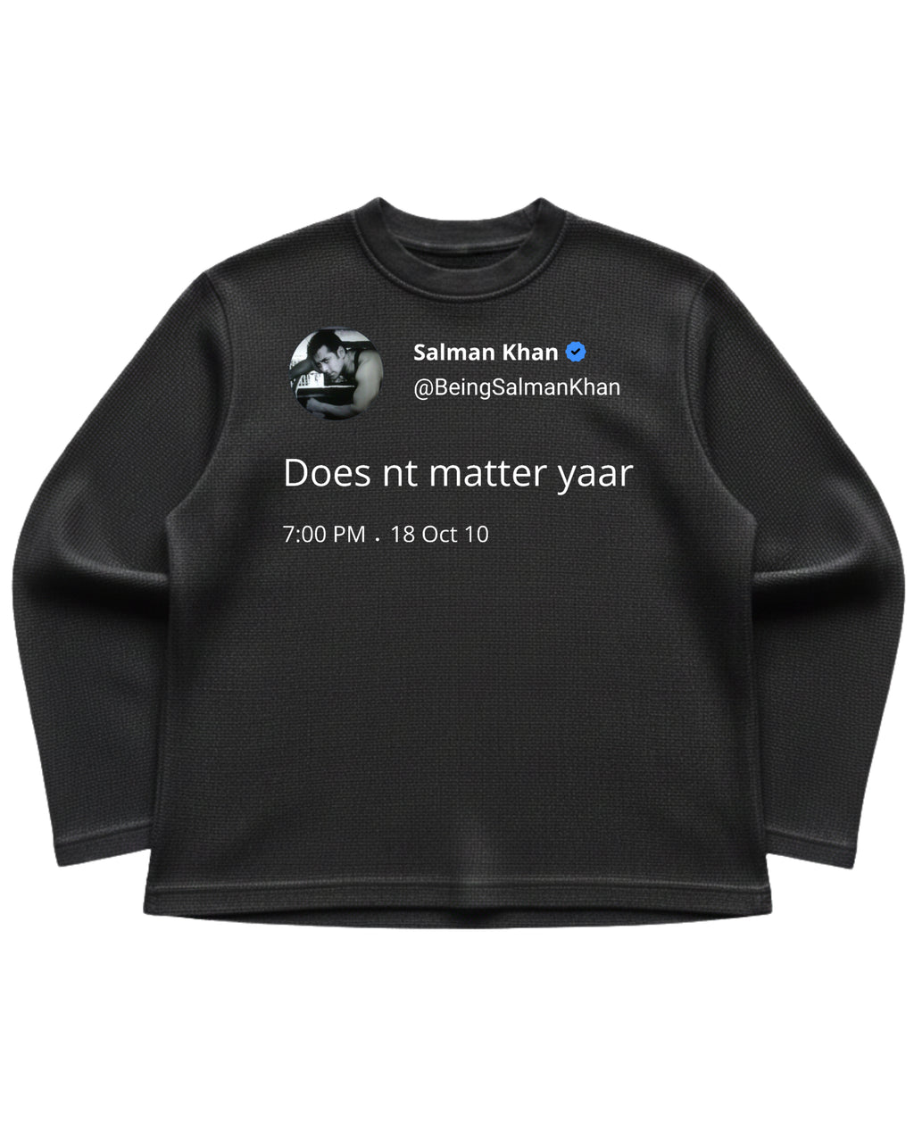 Black waffle knit oversized full-sleeve Front Design