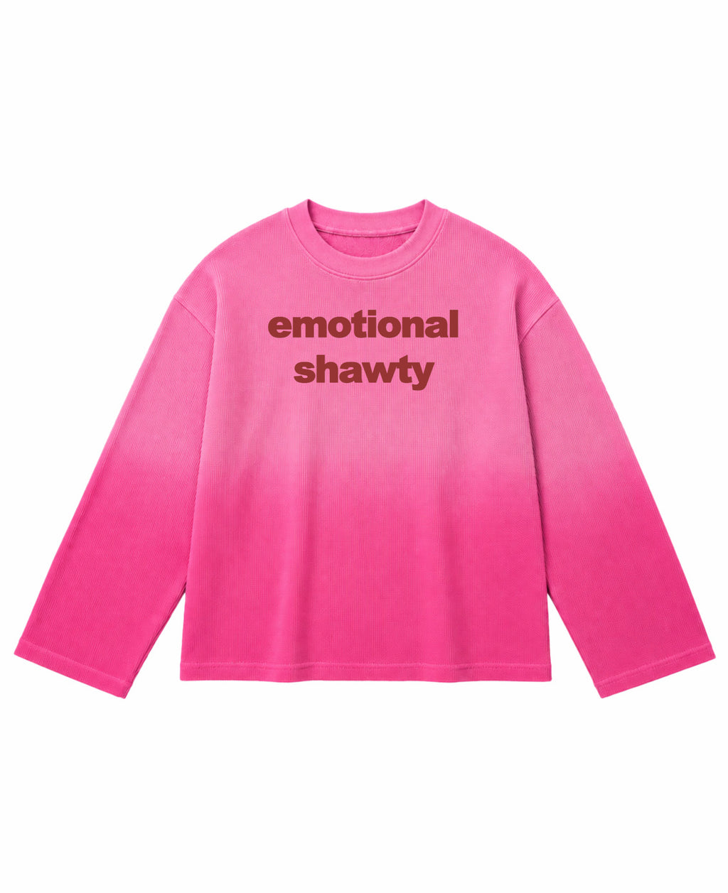 Pink Ombré Waffle Knit Oversized Full-Sleeve Front Design