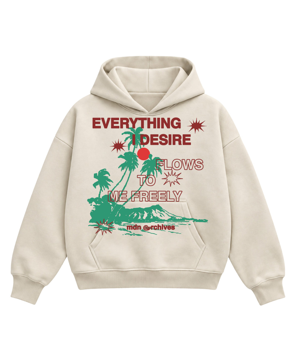 Cream Boxy Hoodie Front Design