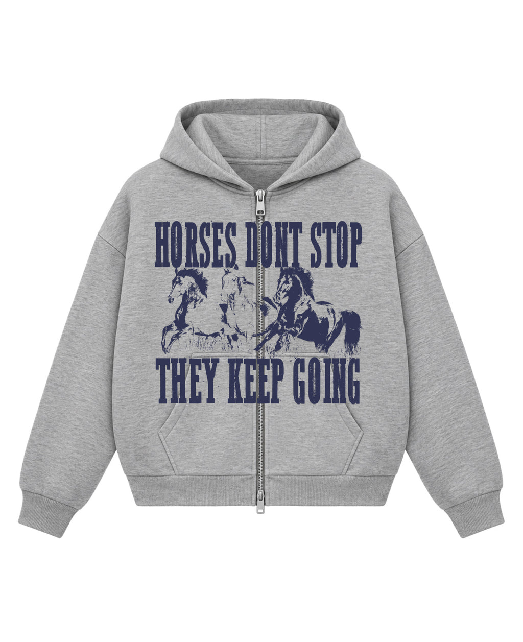 Grey Boxy Dual Zipper Hoodie Front Design