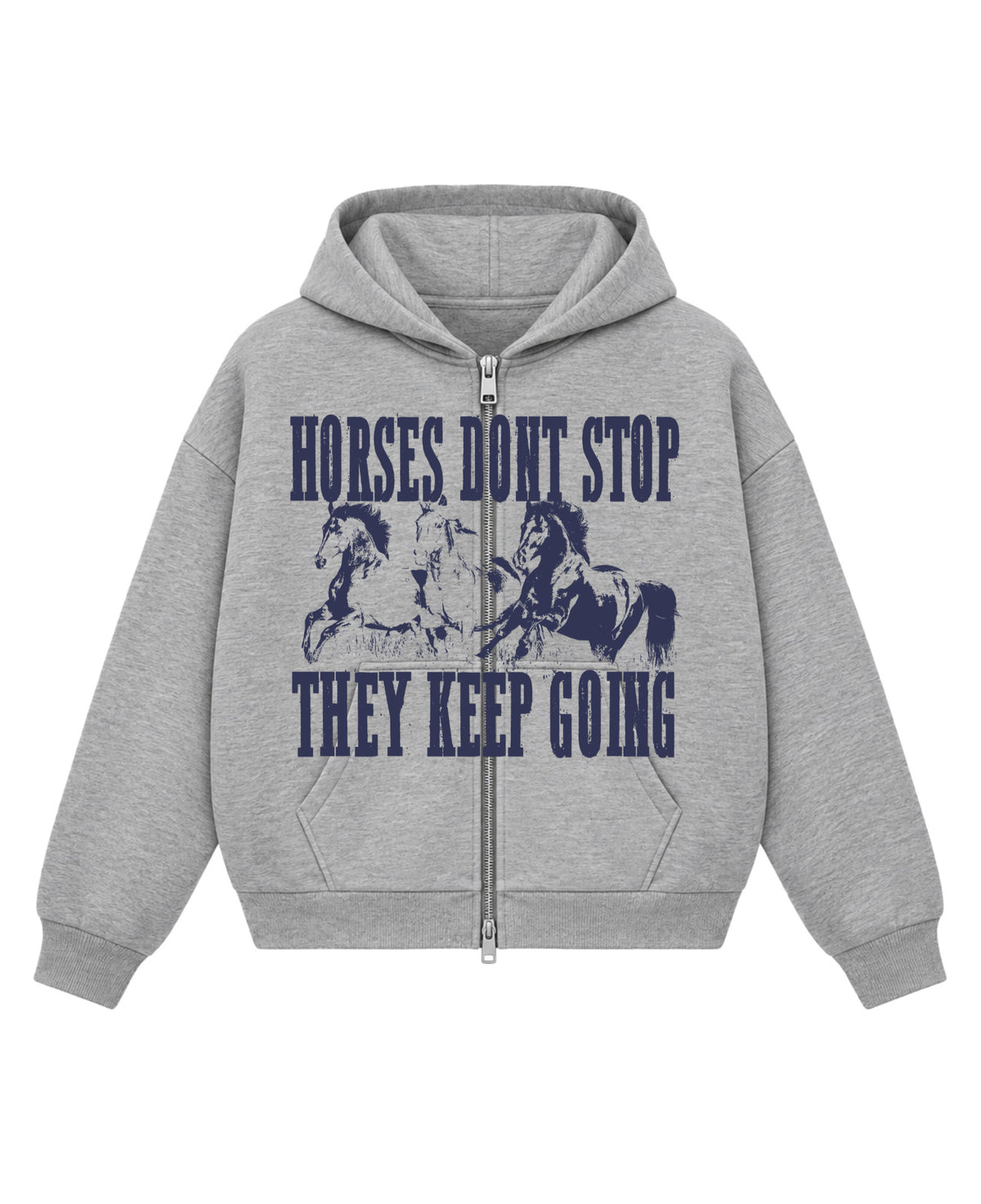 Grey Boxy Dual Zipper Hoodie Front Design