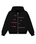 Black Boxy Dual Zipper Hoodie Front Design