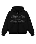 Black Boxy Dual Zipper Hoodie Front Design