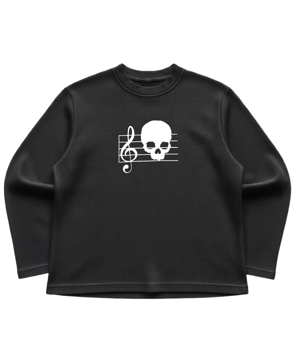 Black waffle knit oversized full-sleeve Front Design