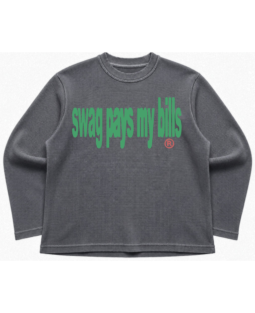 Acidwash waffle knit oversized full-sleeve Front Design