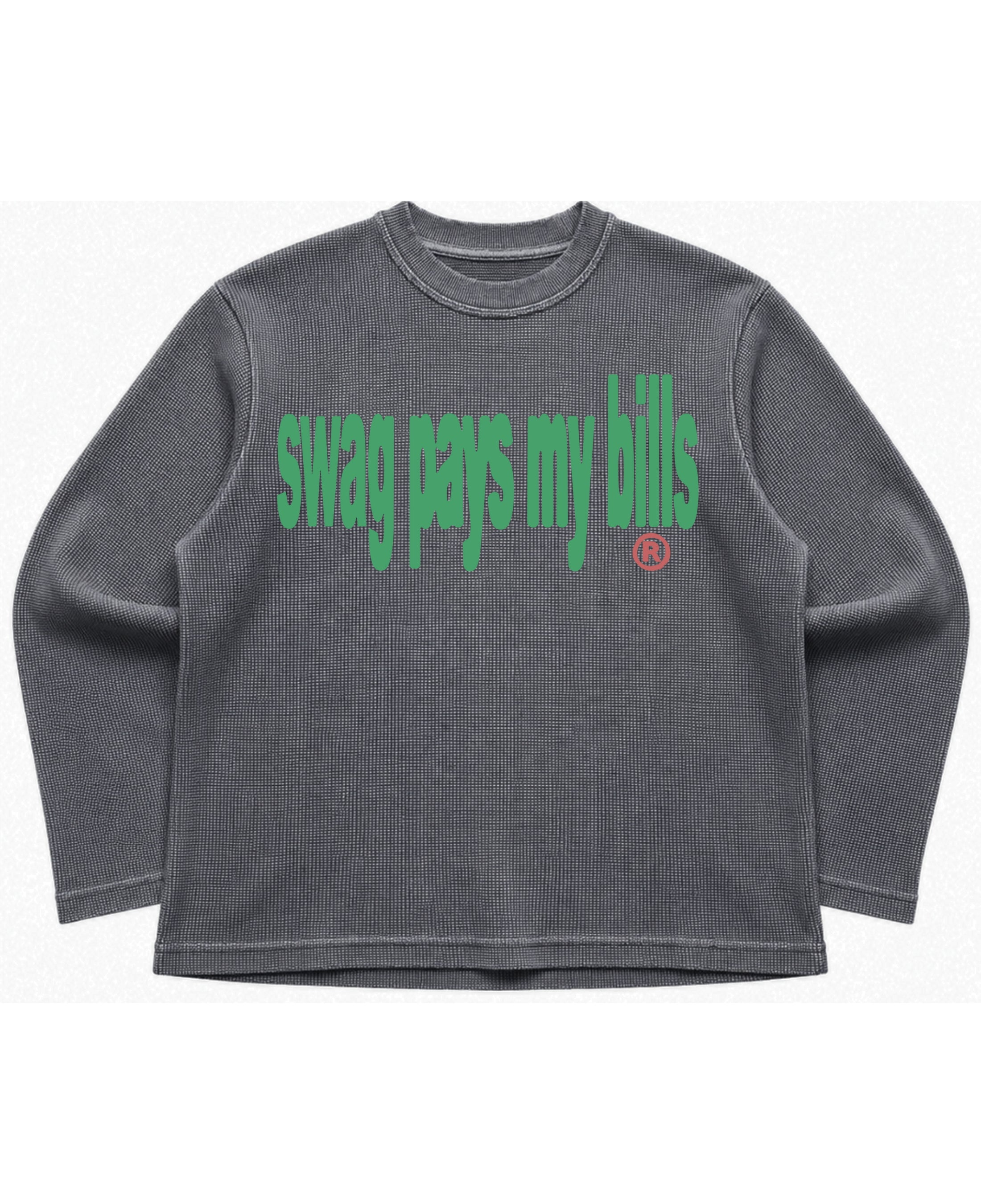 Acidwash waffle knit oversized full-sleeve Front Design